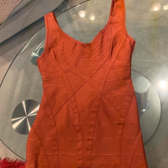 Rust Colored Bandage Mini Dress - Picture 4 of 4